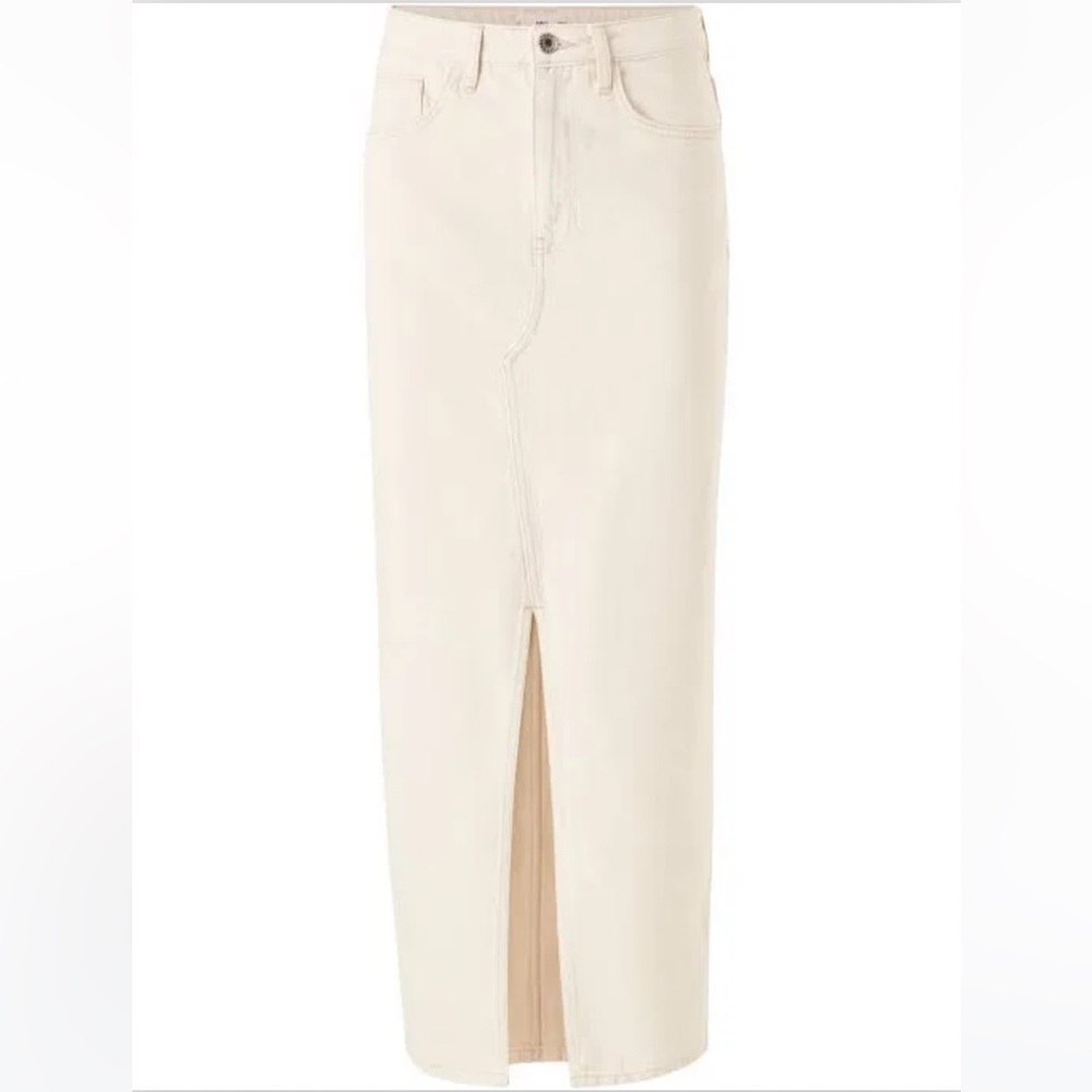 Mango Cream Denim Maxi Skirt with Front Slit
